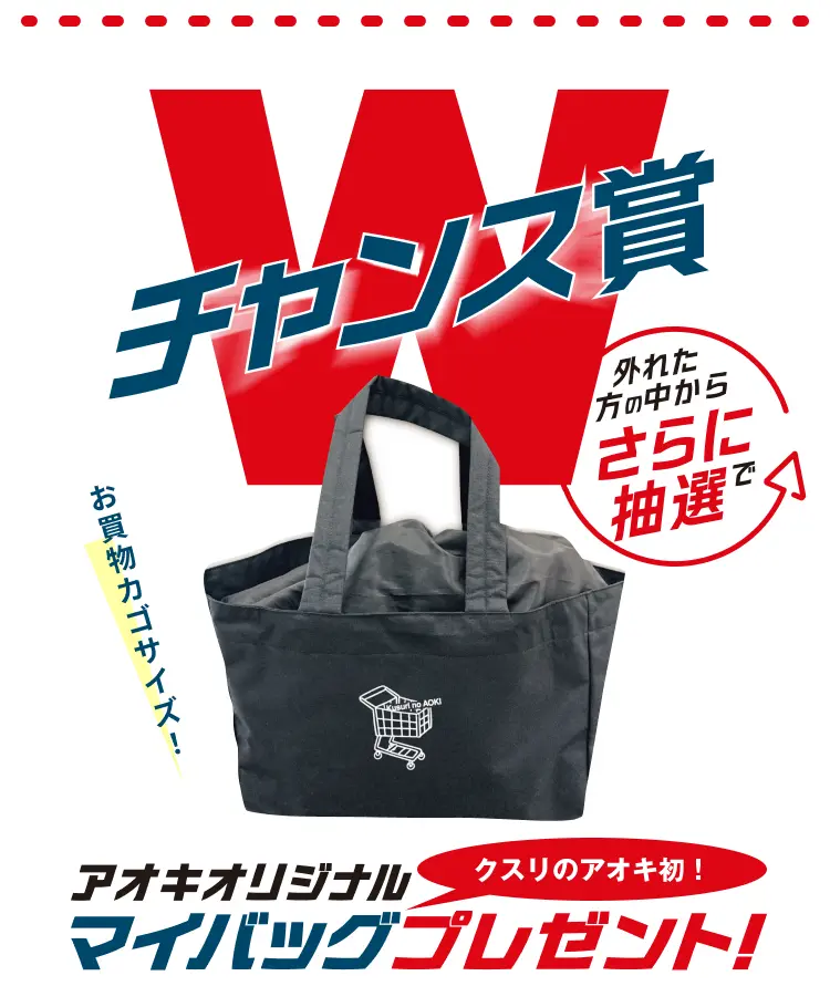 Wチャンス賞 外れた方の中からさらに抽選でオリジナルマイバッグプレゼント！